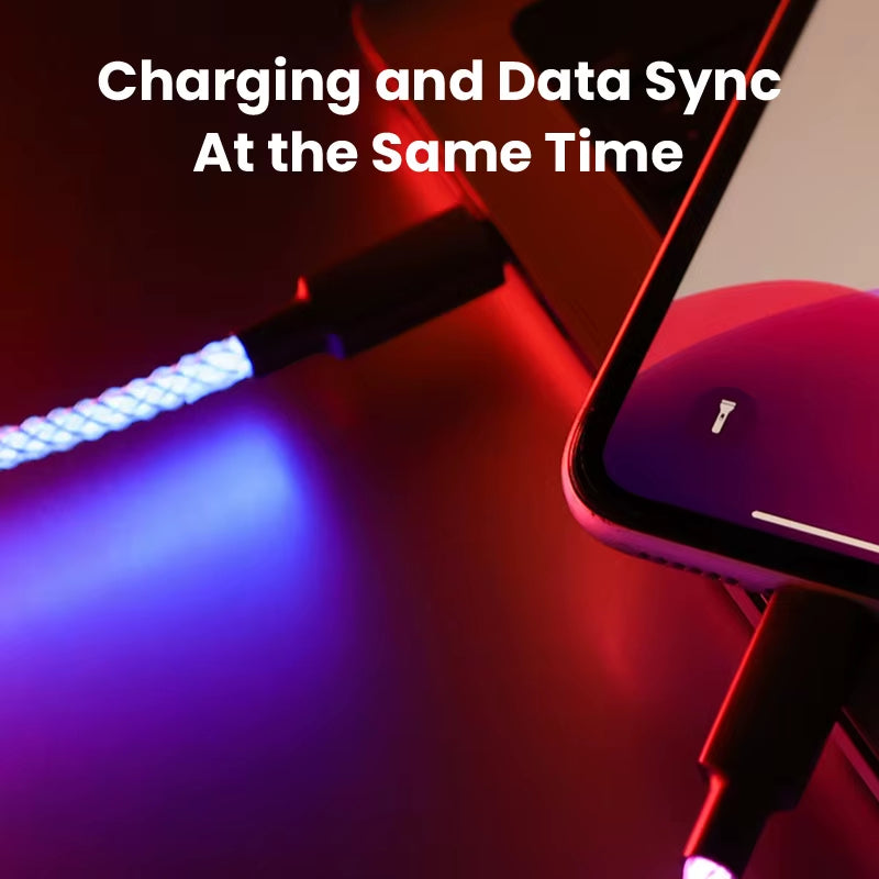 RGB Cable Fast Charging Breathing Light 66W Data Cable Type-C USB Cable for Iphone 100W Quick Charge for HUAWEI Xiaomi